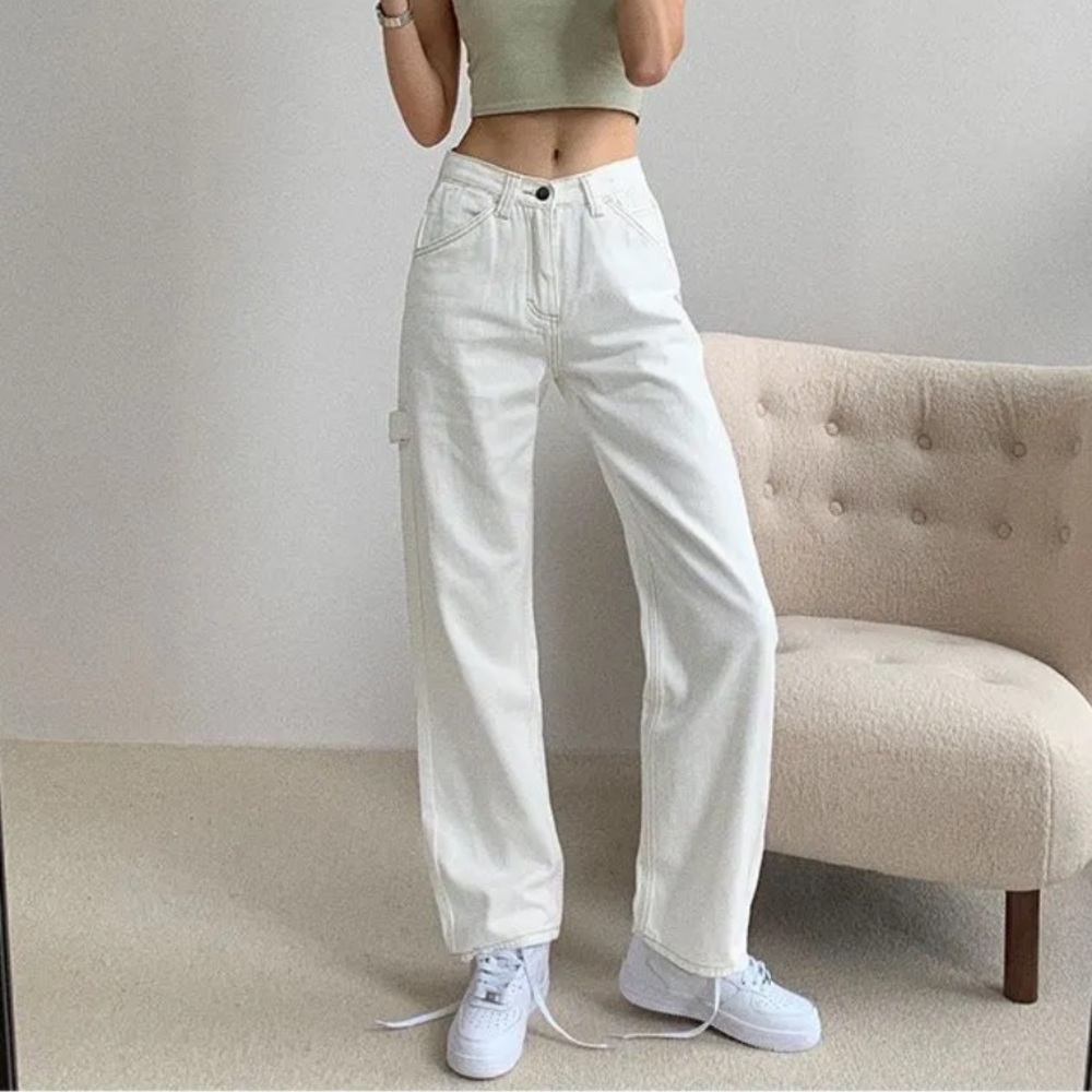 NEW White Jeans w/ utility strap